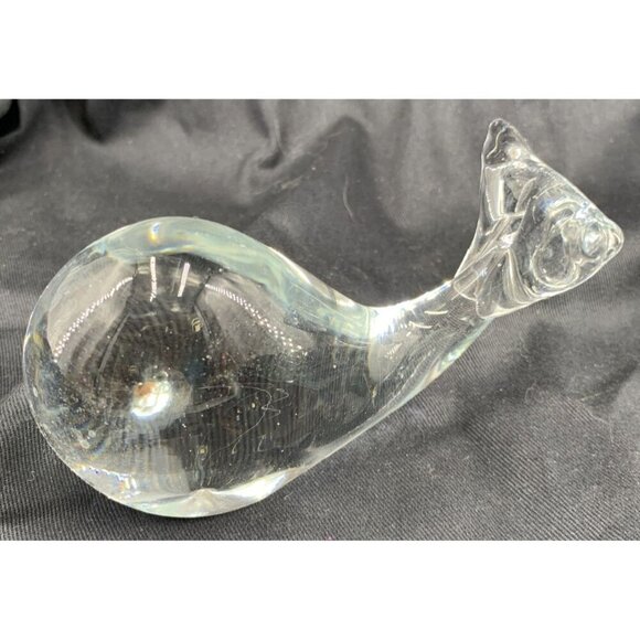 Glass Animal Paperweights Lot of 4 Clear Bird Whale Cat Frog Vintage - Picture 3 of 5